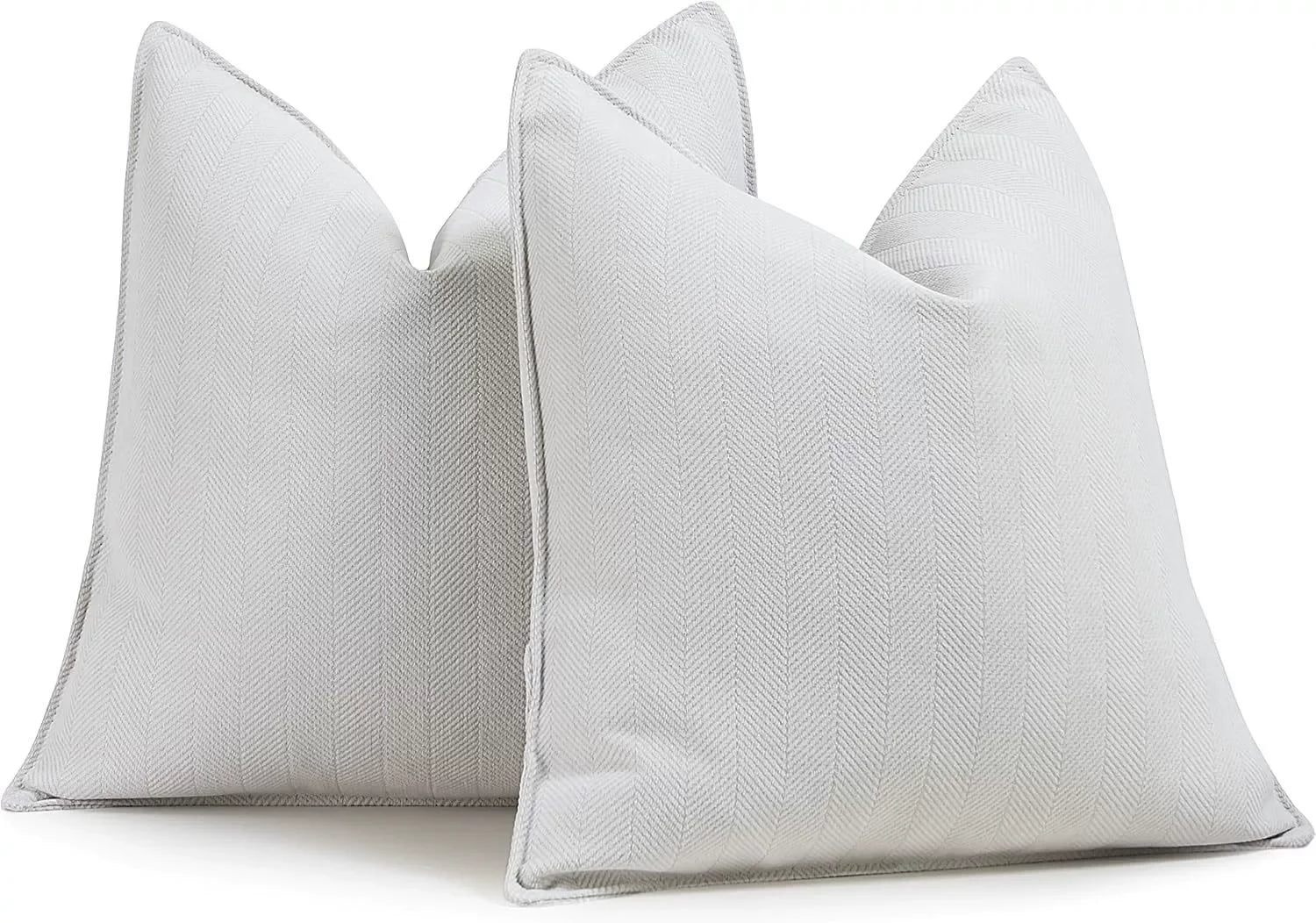 Pack of 2 Pillow Covers Soft Chenille Luxurious Couch Throw Pillows Farmhouse Cushion Covers with Elegant Design for Home Decor
