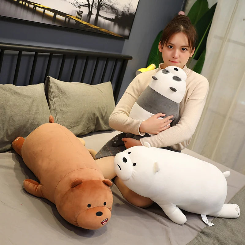 Original The Bare Bears Plush Toys Grizzly Panda Ice Bear Stuffed Doll Kawaii We Bare Bears Plush Peluche Bedside Cushion Gift
