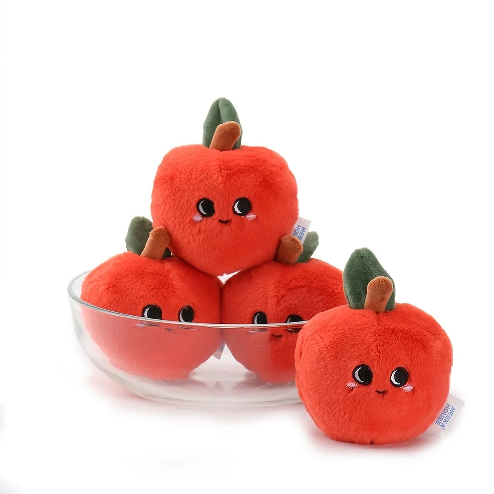 10cm Baby Sensory Cognition Plush Toy Simulation Red Apple Cute Expression Orchard Fruit Series Home Ornament Creative Fruit Toy