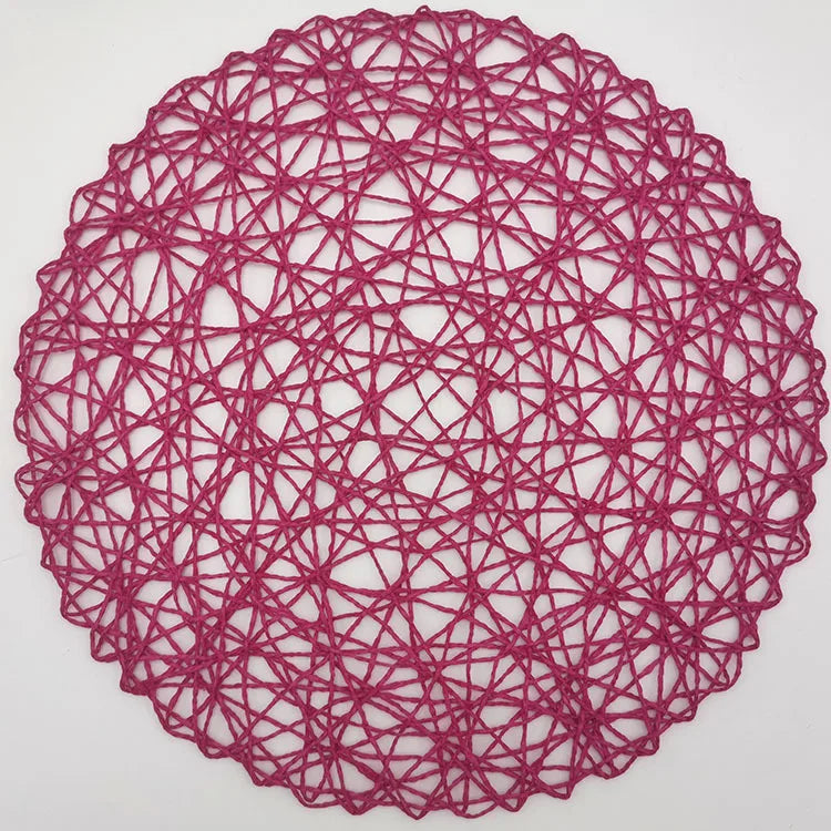 Round Woven Paper Placemats Set of 6, 38 cm Boho Dining Table Mats in Colorful Options for Gatherings and Everyday Decor