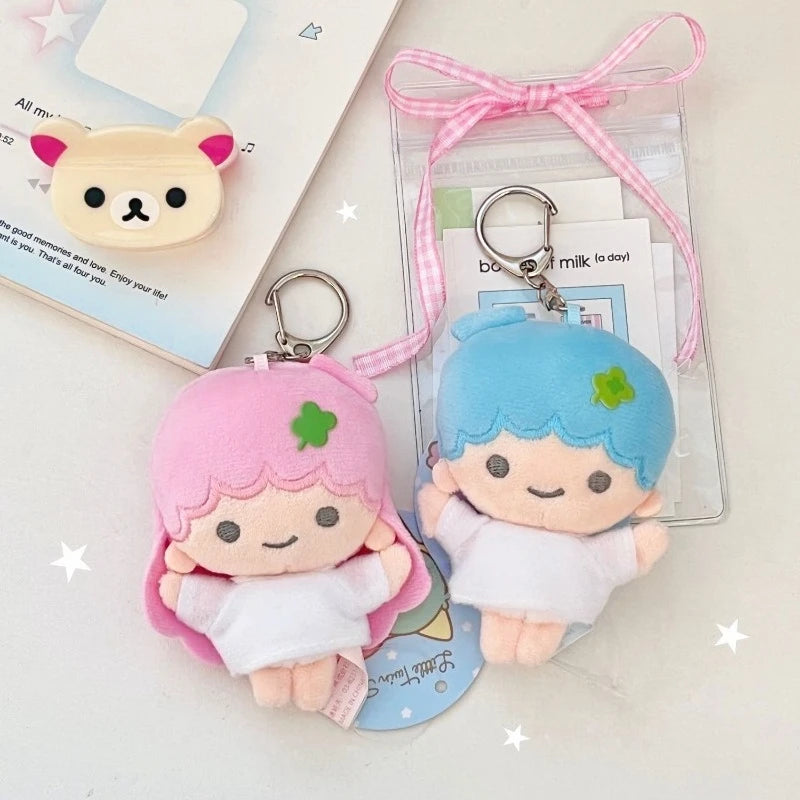 “Little Twin Stars Plush Keychains - 10cm Cute Angel Twin Girls Stuffed Toy Keychain, Soft Kawaii Pendant for Backpack/Keys, Gift for Sanrio Fans & Kids”