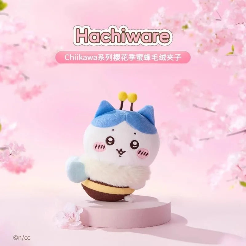 Chiikawa Sakura Season Bee Plush Doll - Cute Stuffed Animal in White/Deep Blue/Orange, Soft Huggable Companion for Kids & Fans