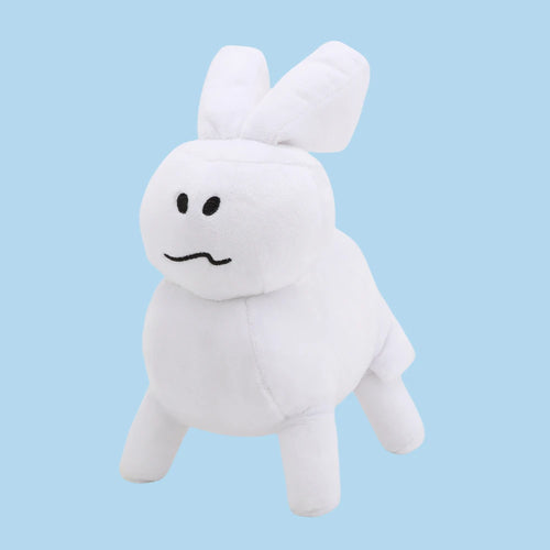 25cm “Cute White Bunny Plush Toy, Adorable Rabbit Stuffed Animal with Unique Expression, Soft Plushie Gift for Kids & Collectors”