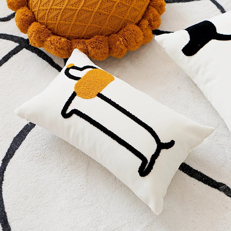 Playful Pup Embroidered Pillow Cover – Square & Lumbar