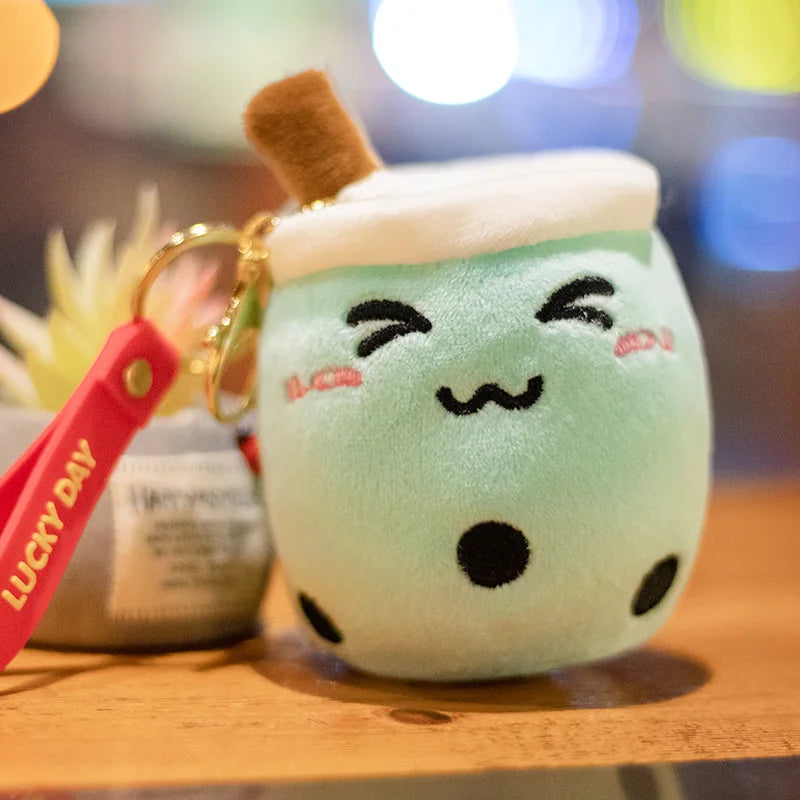 Cartoon Boba Fruit Bubble Tea Backpack Pendant   Plush Toy Stuffed Ice Cream Milk Tea  Cute Food Soft Toys Decor Girls Boys Gift