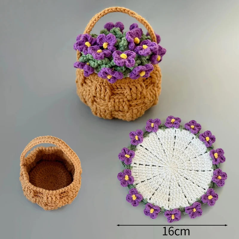 Rose Flower Crochet Style Coaster for Coffee Tables Kitchen Decor and Thoughtful Gifts