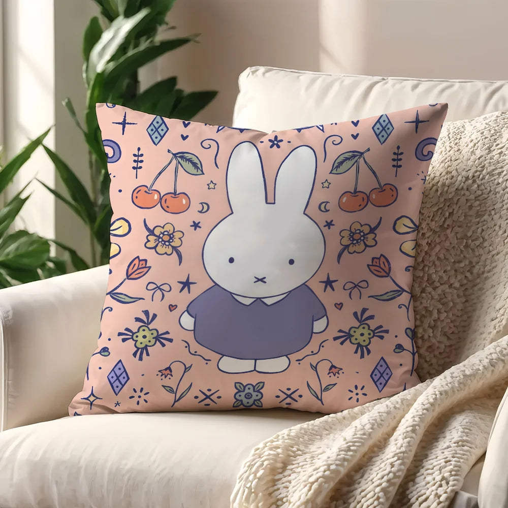 M-Miffy Kawaii cushion cover For Pillow Printing Sofa Decoration Home Car Room Coffee Shop Office Nordic Simplicity