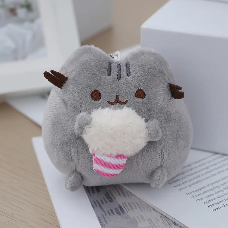 JELLY SIGHT Adorable Food - Loving Plush Chubby Cat Keychains Set, Soft PP Cotton Filled, for All Ages
