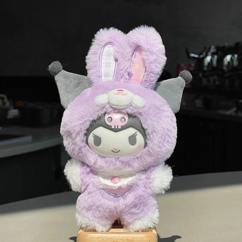 New Hello Kitty Sanrio Family Dress up Elf Rabbit Vinyl Face Plush Doll Pendant for Girls Keychain Doll Gift