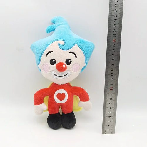 "Clown Si Plush Toy - Adorable Blue-Haired Hero Stuffed Animal with Red Heart Cape, Perfect Gift for Kids & Collectors, High-Quality Soft Plush Doll for Cuddles & Play"