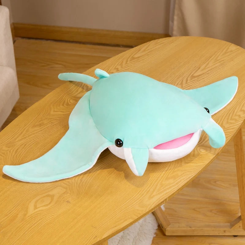 Cartoon Fish Manta Ray Plush Toy Kawaii Devil Ray Rajiformes Cute Mobulidae Plushies Pillow Stuffed Soft Marine Life Dolls Gifts