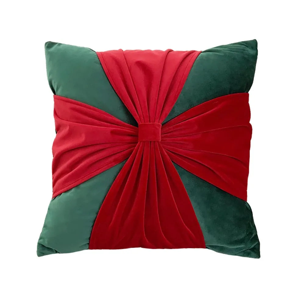 Festive Ribbon Bow Pillow Cover – 45 × 45 cm