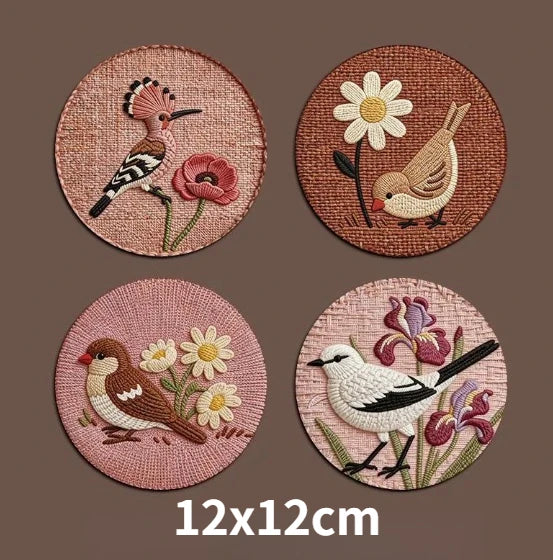 Printed Round Drink Coaster Set of 4 | 12 cm Table Mats for Coffee Cups and Everyday Dining