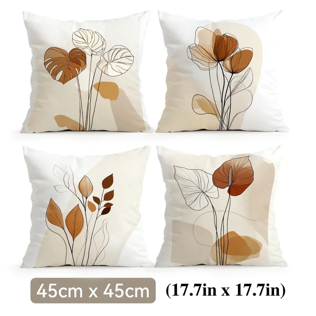 Earthline Abstract Botanical Pillow Covers – Set of 4
