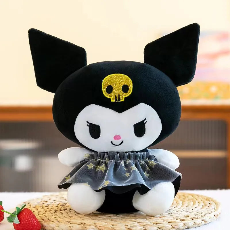 22cm Anime Sanrio Kuromi Plush Toys Kawaii Gold Black KT Cat Stuffed Dolls Soft Throw Pillow Birthday Party Gift For Girl