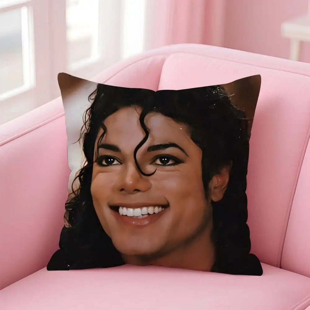 M-Michael J-Jackson Cushion Cover Linen Pillowcase Cover Soft Decor for Sofa Home Room