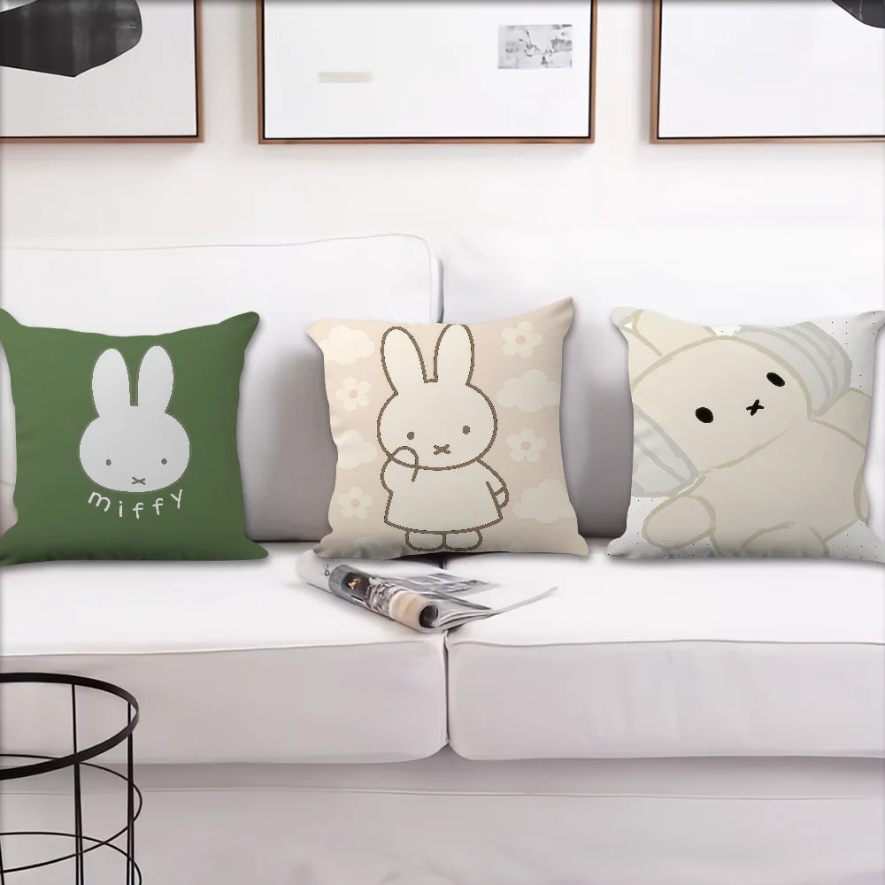 M-Miffy Kawaii cushion cover For Pillow Printing Sofa Decoration Home Car Room Coffee Shop Office Nordic Simplicity