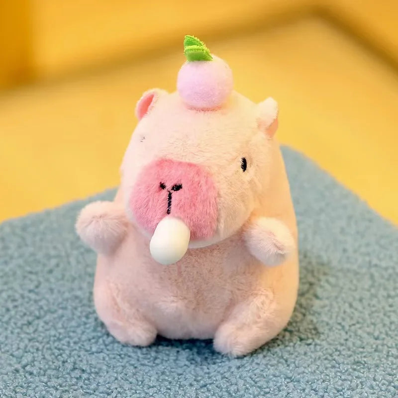 Cute Stuffed Animals Plush Capybara Keychain 12cm Cartoon Simulation Capybara Pendant Snot-Pulling Cute School Bag Pendant