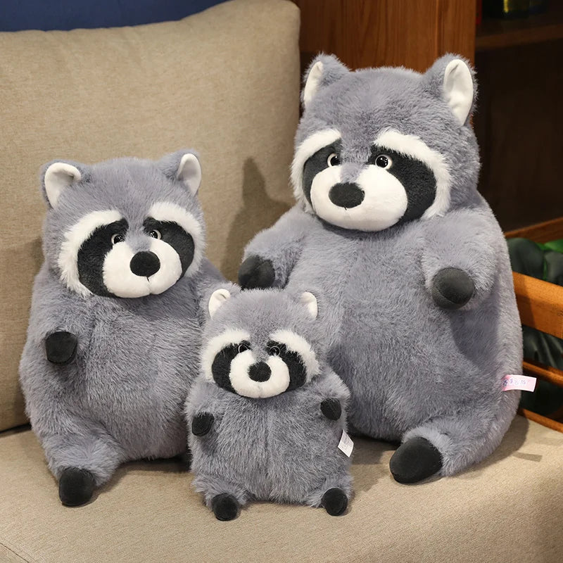 20-45cm Artificial Fat Raccoon Plush Doll Grey Round Raccoon Animal Plush Toy Super Soft Christmas Gift For Boys And Girls