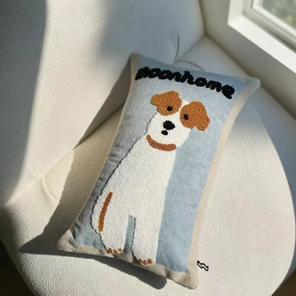 Playful Pup Embroidered Pillow Cover – Square & Lumbar