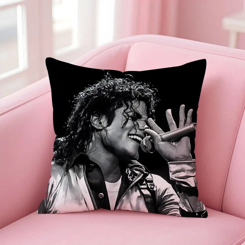 M-Michael J-Jackson Cushion Cover Linen Pillowcase Cover Soft Decor for Sofa Home Room