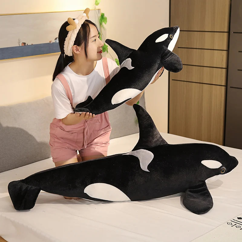 50/130cm Lifelike Orcinus Orca Black Whale Plush Toy Stuffed Orcinus Orca Fish Doll Shark Soft Sleep Pillow Kid Birthday Gift