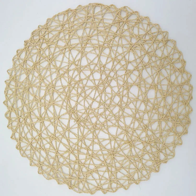 Round Woven Paper Placemats Set of 6, 38 cm Boho Dining Table Mats in Colorful Options for Gatherings and Everyday Decor