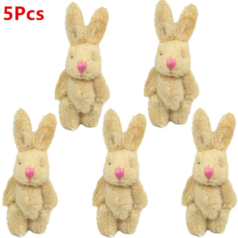 5Pcs/1Pc 6cm Mini Soft Plush Bunny Joint Rabbit for Doll Decoration for House Plush Mini Toy Stuffed Bunny for Doll Bunny Figure
