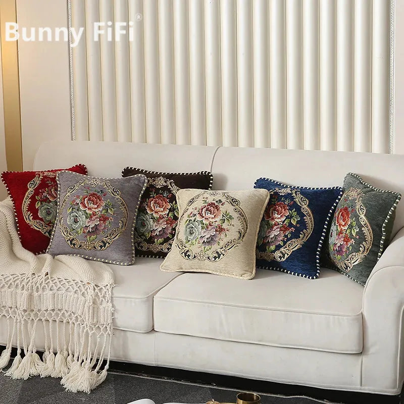 Folk-Custom Flowers Cushion Cover 45x45cm Embroidery Jacquard Decorations for Home Edging Pillow Cases Decora Cushions for Bed