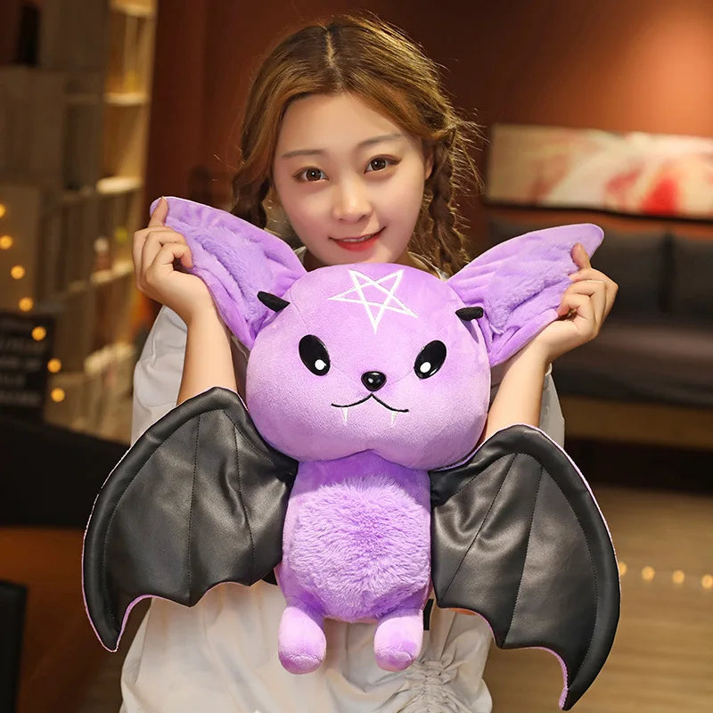Dark Series Vampire Bat Plush Toy Gothic Style Pentacle Moon Bat Stuffed Doll Plush Toy Room Decoration Girl Boy Halloween Gift