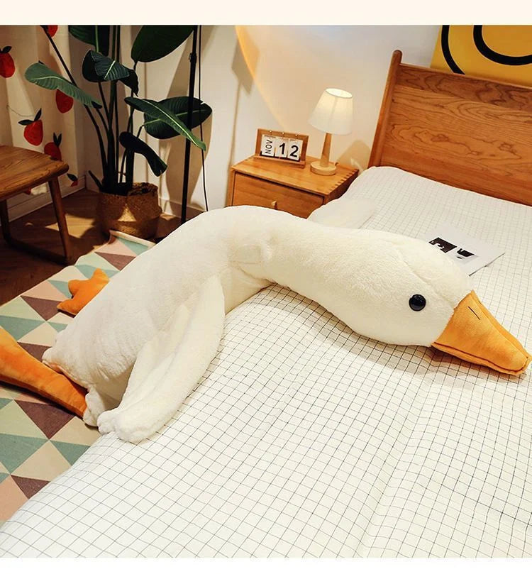 50/130cm Giant Long Plush White Goose Toy Stuffed Lifelike Big Wings Duck Hug Massage Throw Pillow Boyfriend Cushion For Girl