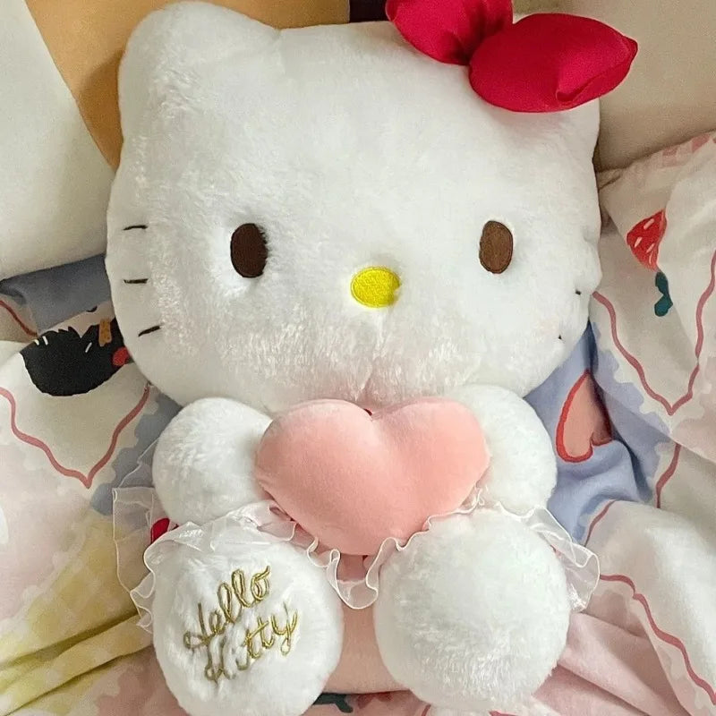 Sanrio Hello Kitty Stuffed Plush Toy Cartoon Anime Pink Heart Hugging Plush Doll Sleeping Pillow Giving Girlfriend Holiday Gift