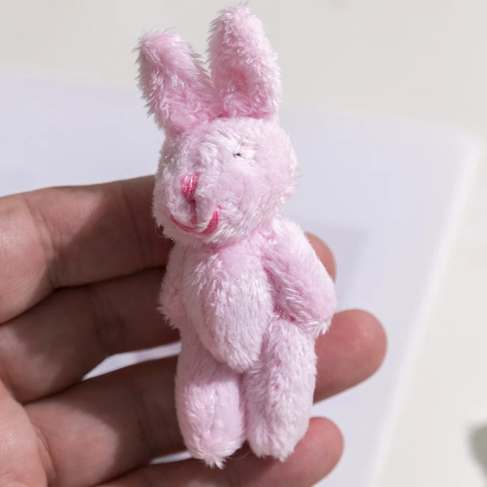 10Pc/lot 6cm Mini Joint Rabbit Soft Stuffed Plush Toy Handmade Pendant Doll Accessories Xmas Birthday Gift Party Decor
