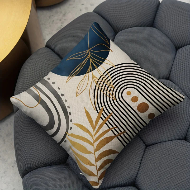 VIKAMA 4-Piece Blue And Gray Bohemian Pillowcases Mid-Century Modern Minimalist Decor For Living Room Seating