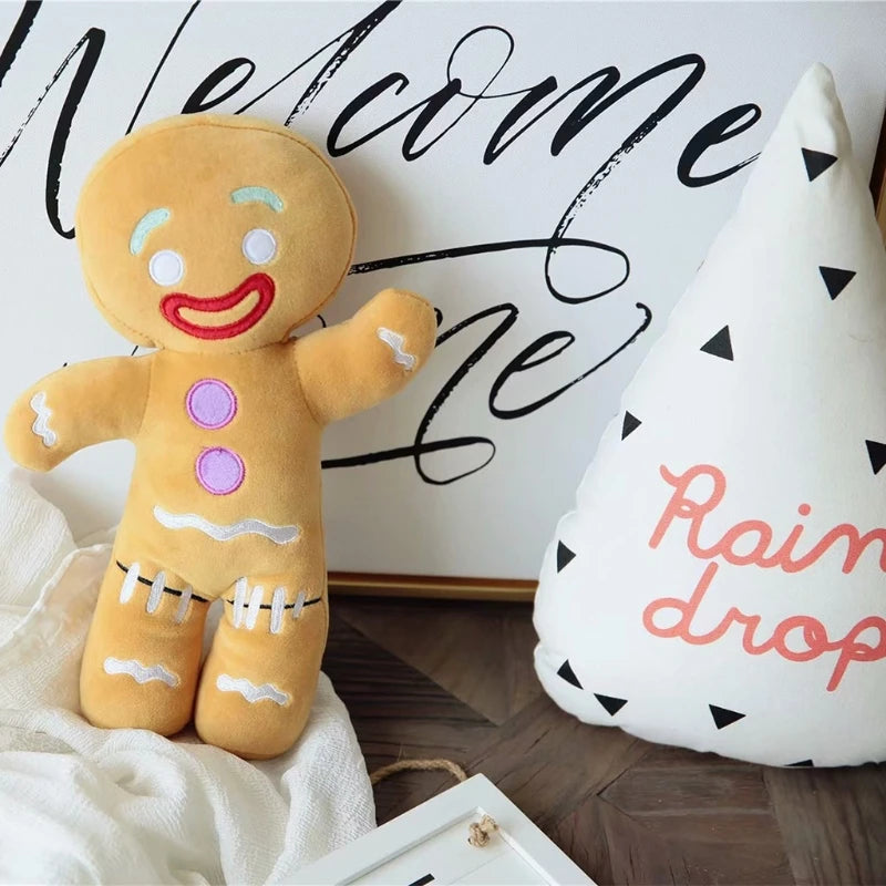 30cm Funny Cute Gingerbread Man Christmas Pillow Super Soft Shrek Plush Toy Doll Birthday Gift Sofa Pillow Home Decoration