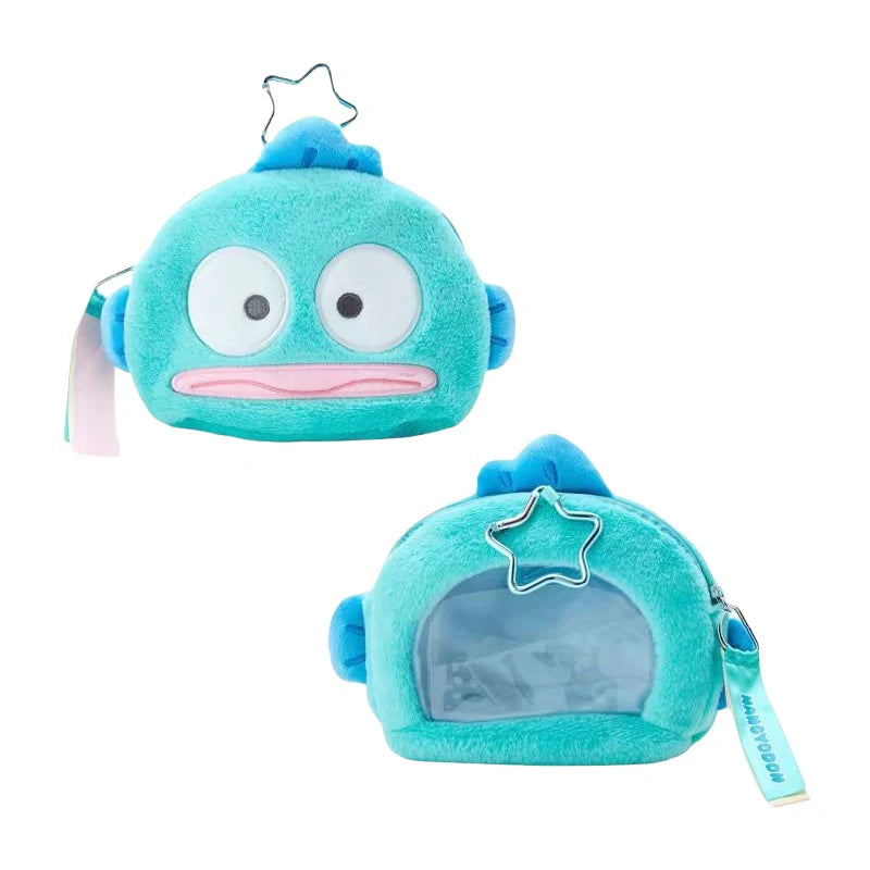 “Sanrio Kuromi My Melody Hangyodon Plush Coin Purse - 16.5cm Cute Stuffed Animal Zero Wallet with Zipper, Heart Clip for Keys/Bags, Kawaii Accessory Organizer for Girls & Fans”