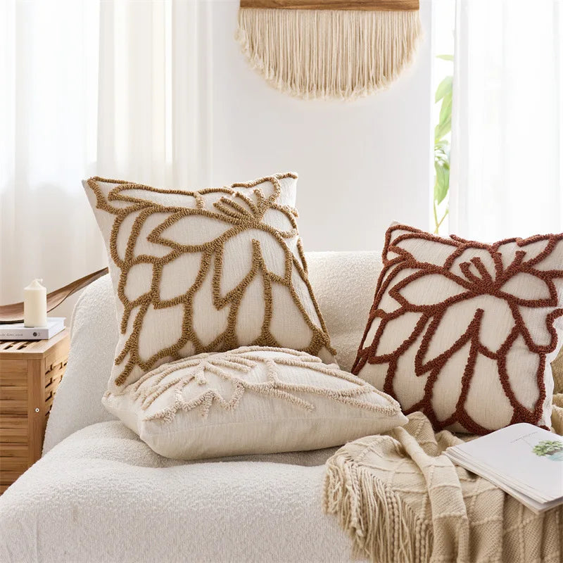 Boho Chenille Throw Pillow Cover Luxury Floral Tufted Cushion Cover Farmhouse Pillowcase For Home Sofa Living Room Bed Decor