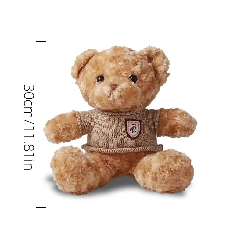 30cm Cute Teddy Bear Plush Toy Wearing Sweater Adorable Stuffed Animal with Soft Sweater Teddy Bear Perfect Gift for Kids