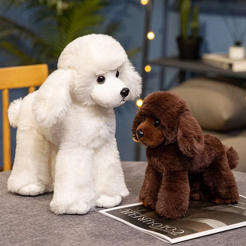 Simulation Poodle Dog Doll Lifelike Teddy Puppy Stuffed Plush Toys Handmade Realistic Animal Model Creative Gifts Present