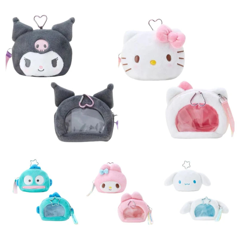 “Sanrio Kuromi My Melody Hangyodon Plush Coin Purse - 16.5cm Cute Stuffed Animal Zero Wallet with Zipper, Heart Clip for Keys/Bags, Kawaii Accessory Organizer for Girls & Fans”