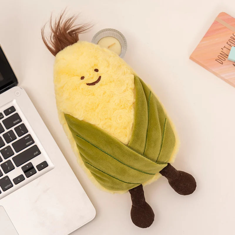 Kawaii Cartoon Fruit Series Plush Doll Cute Vegetable Corn Eggplant Pitaya Peach Pear Banana Watermelon Plush Toy Home Decor