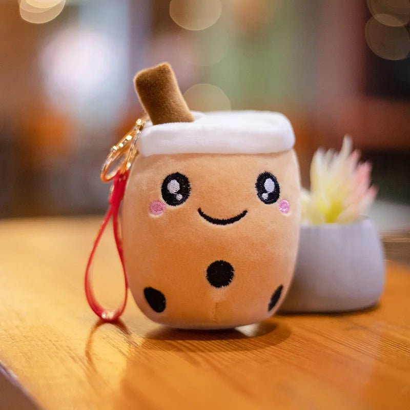 Cartoon Boba Fruit Bubble Tea Backpack Pendant   Plush Toy Stuffed Ice Cream Milk Tea  Cute Food Soft Toys Decor Girls Boys Gift