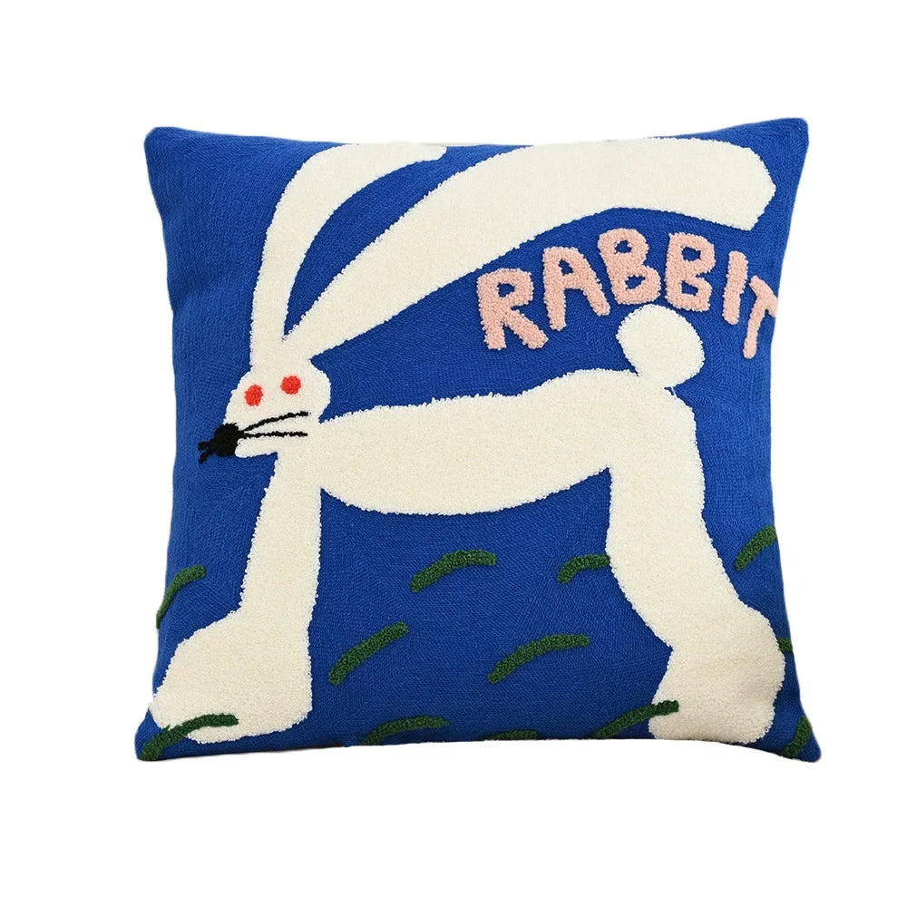 Color Pop Animal Embroidered Pillow Cover – 45 × 45 cm