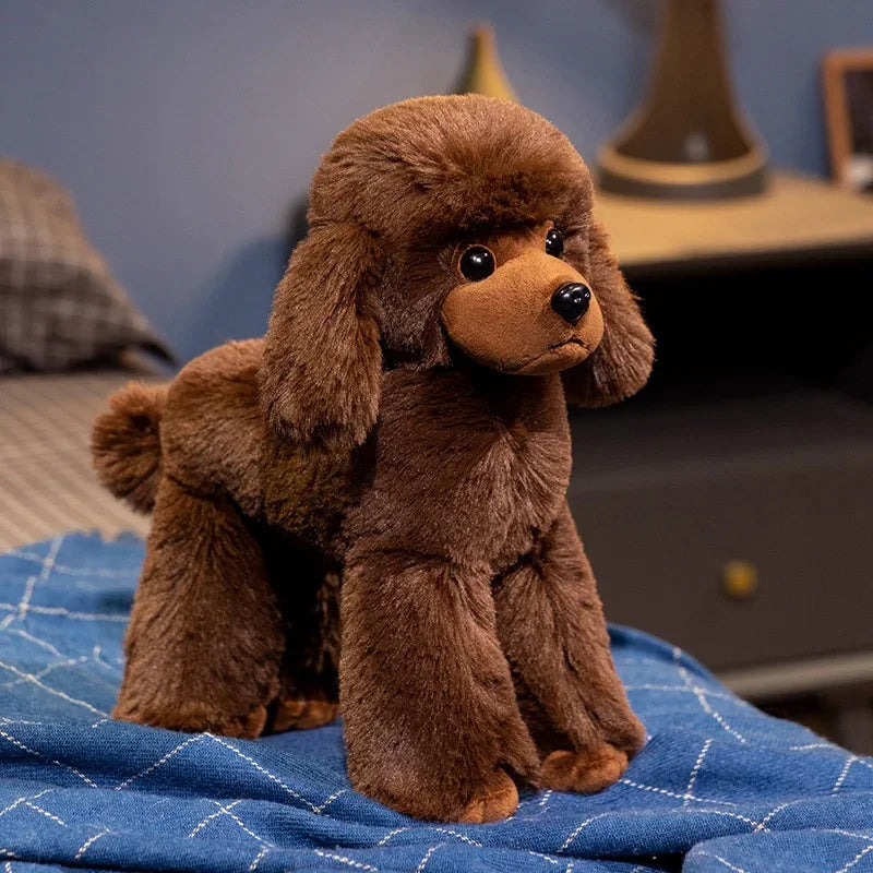 Simulation Poodle Dog Doll Lifelike Teddy Puppy Stuffed Plush Toys Handmade Realistic Animal Model Creative Gifts Present
