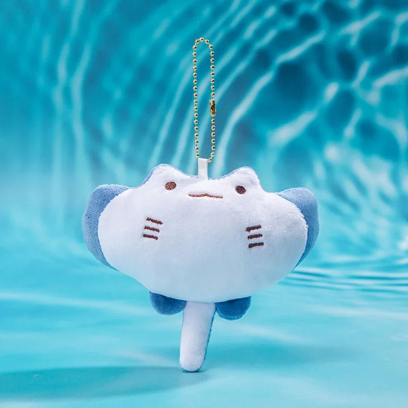 New Marine Animal Pendant Crab Lobster Devil Fish Octopus Sardine Oyster Fish Plush Doll Soft Stuffed Toys Key Ring Cartoon Gift