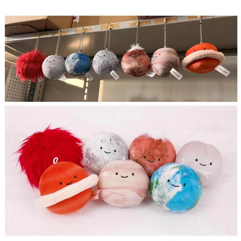 Qualia capsule toys cute plush space star planet round stuffed small eyes smiling face Mercury Earth Moon Sun BC pendant figures