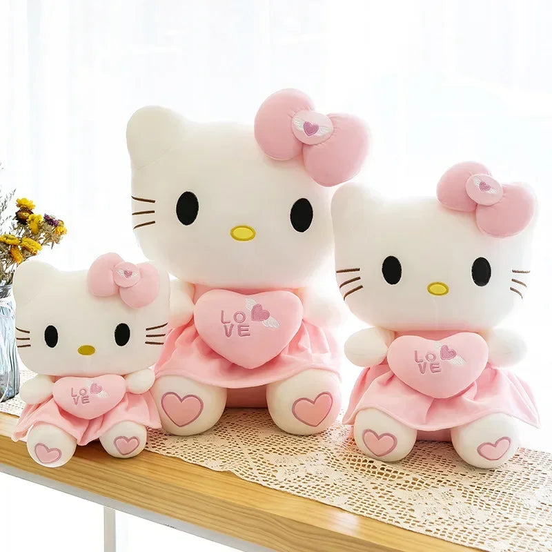 Sanrio Kitty Plush Toys Pillow 25cm Kawaii Anime KT Cat Plush Doll Soft Stuffed Cartoon Cute Pink Doll Birthday Gift For Girls