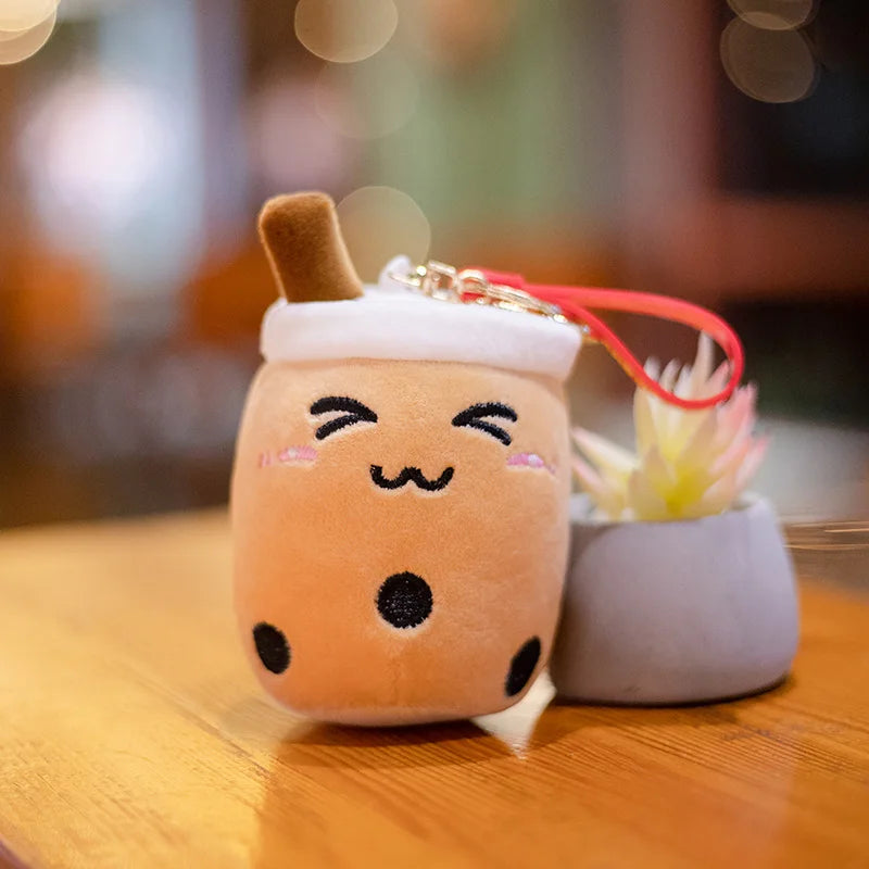 Cartoon Boba Fruit Bubble Tea Backpack Pendant   Plush Toy Stuffed Ice Cream Milk Tea  Cute Food Soft Toys Decor Girls Boys Gift