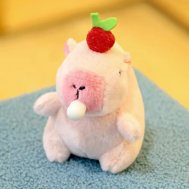 Cute Stuffed Animals Plush Capybara Keychain 12cm Cartoon Simulation Capybara Pendant Snot-Pulling Cute School Bag Pendant