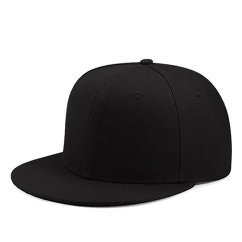 Classic Solid Color Flat Brim Snapback Hat – Adjustable Hip-Hop Baseball Cap for Men & Women